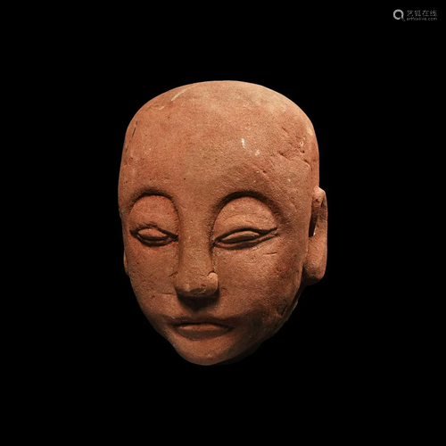 Indian Mathura Red Sandstone Head of Buddha