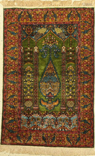 Kashmir silk, India, approx. 50 years, silk oncotton