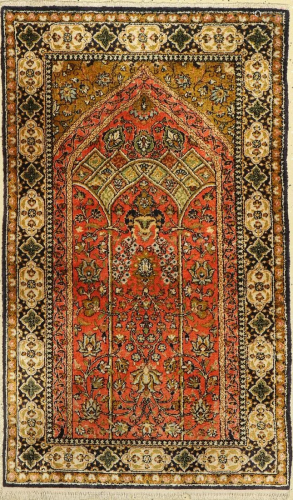 Qum silk, Persia, around 1950, pure natural silk