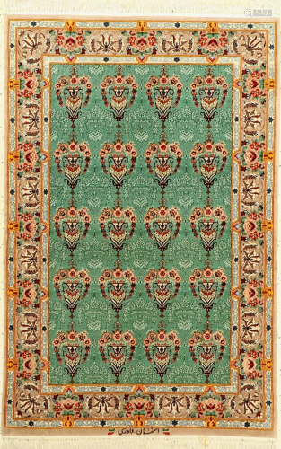 Isfahan fine, Persia, approx. 40 years, wool on cotton