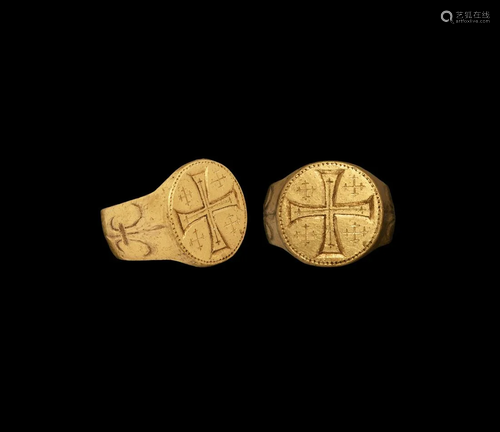 Post Medieval Gold Ring with Jerusalem Cross