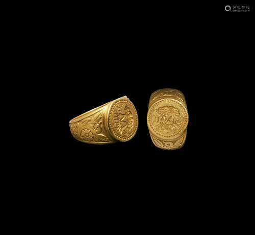 Tudor Period Gold Signet Ring with Oak Tree