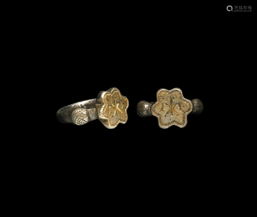 Tudor Period Gilt Silver Ring with Monogram