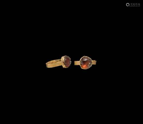 Medieval Gold Child's Ring with Garnet