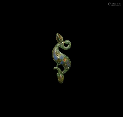 Iron Age Celtic Enamelled Dragonesque Brooch