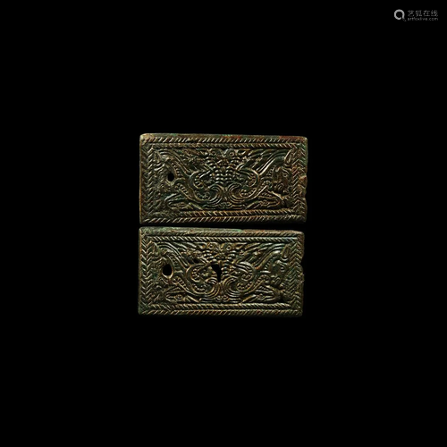 Chinese Ordos Zoomorphic Plaque Pair