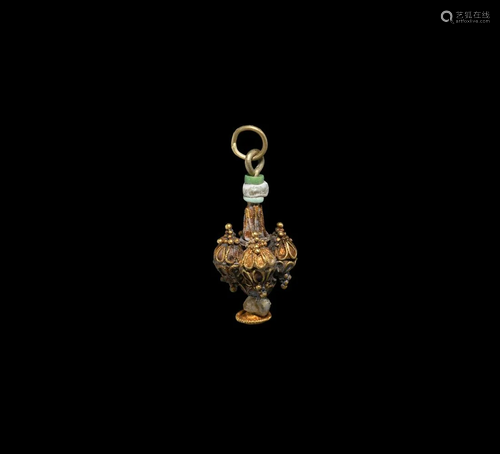 Hellenistic Gold Decorated Pendant with Beads