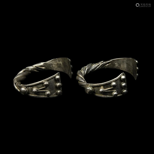 Medieval Silver Plaited Bracelet Pair