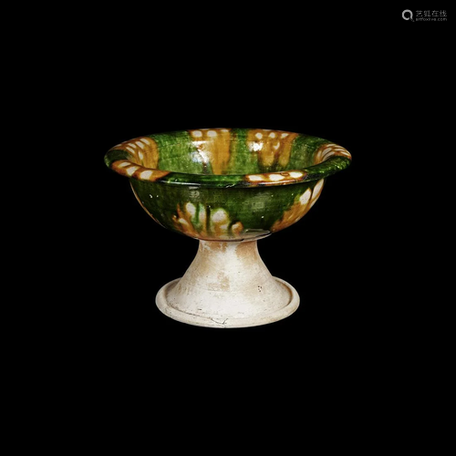 Chinese Tang Sancai Glazed Chalice