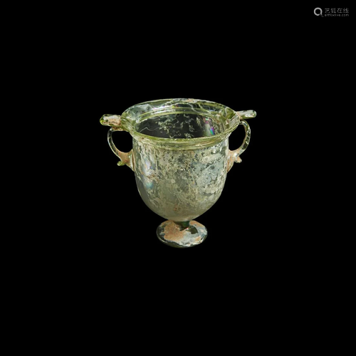 Roman Pale Green Glass Stemmed Cup