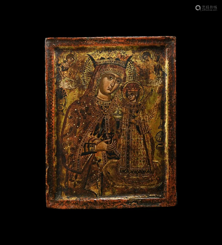 Greek Icon with Virgin of the Unfaded Rose