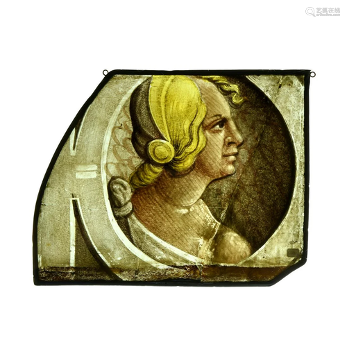 Medieval Stained Glass Window with a Woman