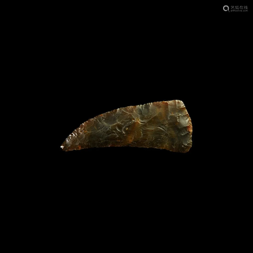 Stone Age Knapped Bifacial Flint Halberd Sickle