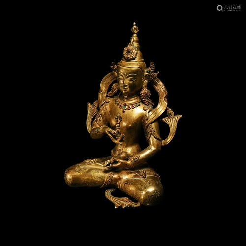 Sino-Tibetan Gilt Buddha Figure