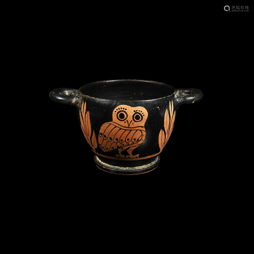 Greek Red-figure Glaux Skyphos