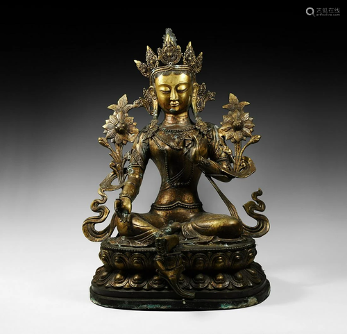 Very Large Sino-Tibetan Gilt Tara Figure