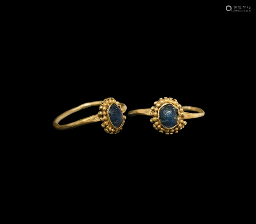 Roman Gold Ring with Blue Cabochon