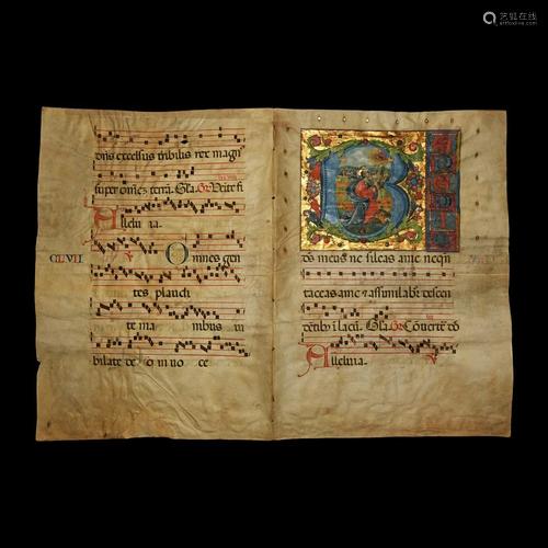 Antiphonal Manuscript Leaf with King David