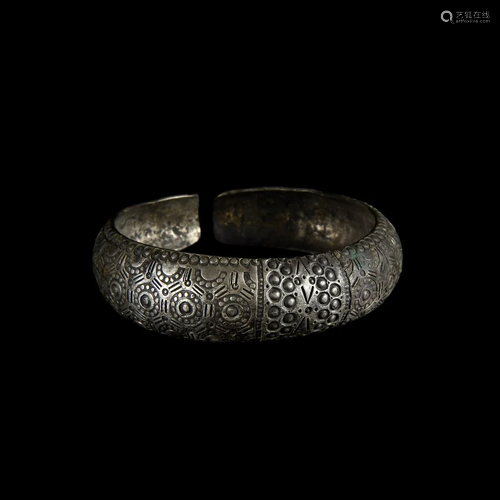 Viking Decorated Silver Bracelet