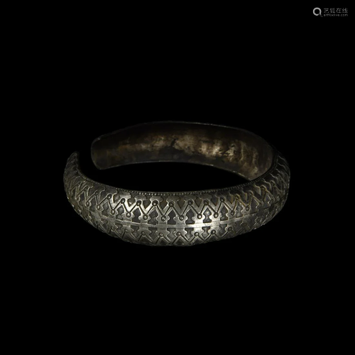 Viking Decorated Silver Bracelet