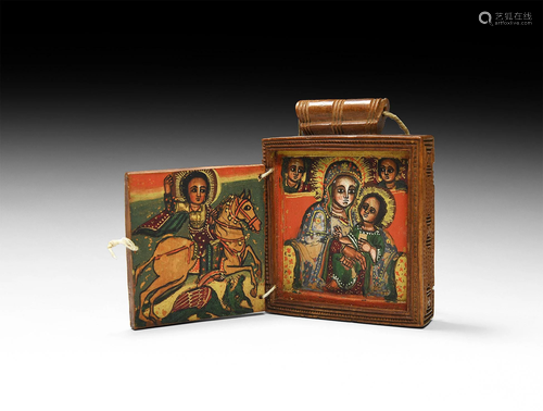 Ethiopian Portable Double Diptych Icon Pendant