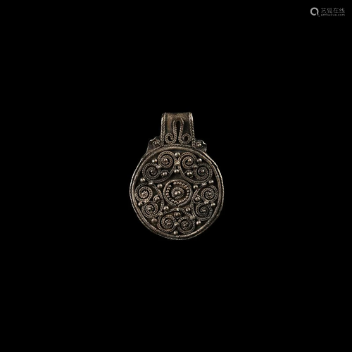 Viking Silver Filigree Pendant with Scrolls