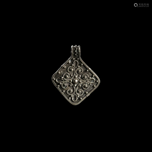 Viking Silver Lozenge-Shaped Filigree Pendant