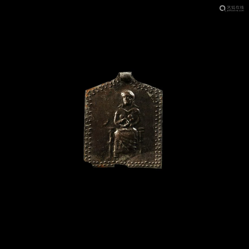 Roman Silver Repousse Pendant, Snake Goddess