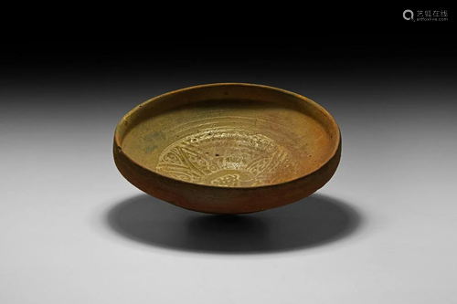 Byzantine Sgraffito Ware Bowl with Bunch of Grapes