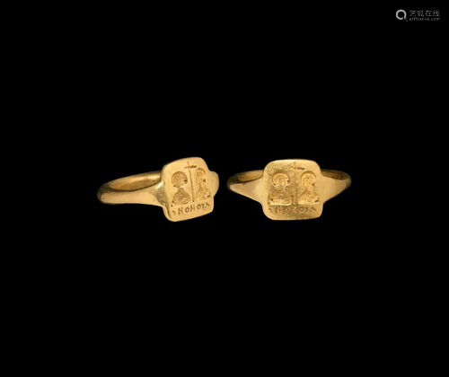 Byzantine Gold Marriage Ring with Facing Portraits