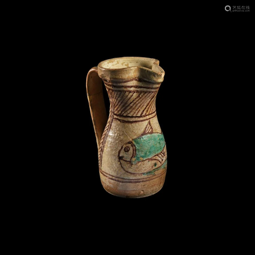 Medieval Majolica Jug with Fish