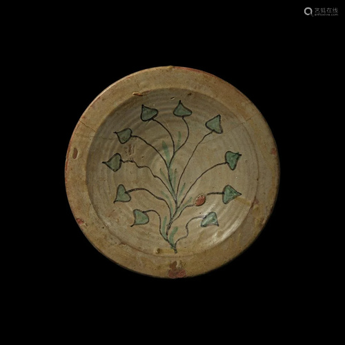 Medieval Majolica Dish with Floral Motifs