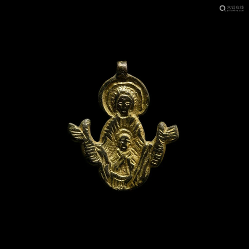 Byzantine Gilt Silver Saint Pendant