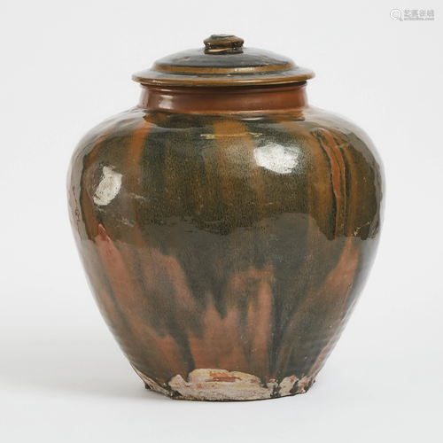 A Large Henan Black and Russet Glazed Jar and Cover,