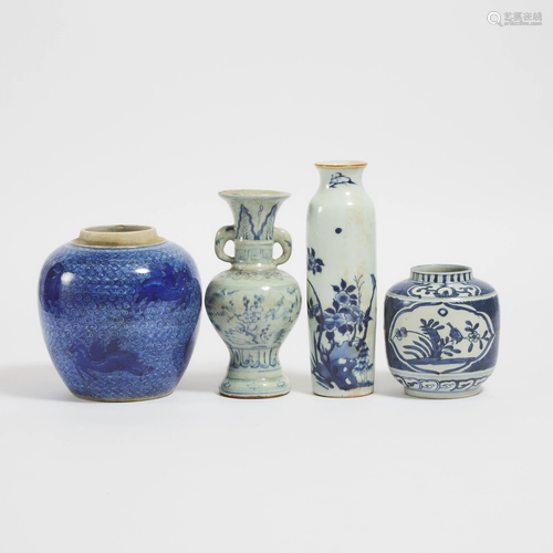 A Group of Four Blue and White Wares, 18th Century and