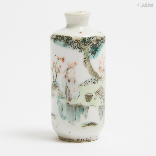 A Famille Rose ‘Figural’ Snuff Bottle, 19th