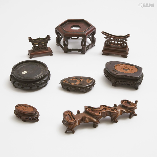 A Group of Eight Chinese Small Wood Stands, 木