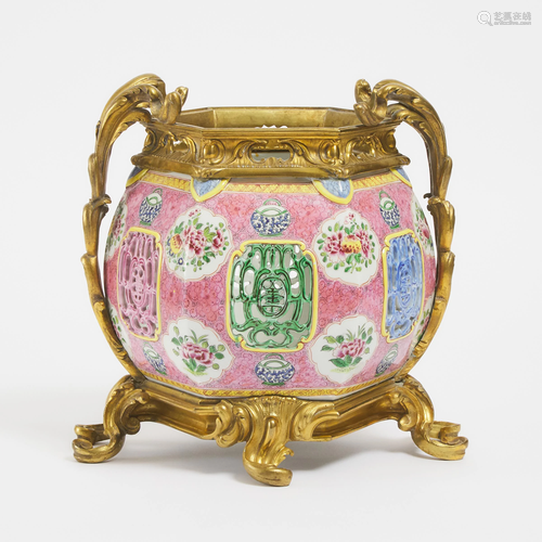 An Ormolu Mounted Chinese Porcelain Lantern, 20th