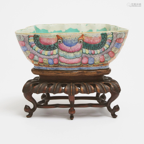 A Chinese Enameled 'Butterfly' Lobed Bowl With