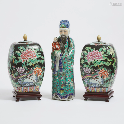 A Famille Rose Figure of Fu Xing, 19th Century,