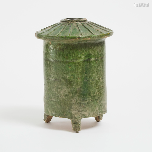 A Green-Glazed Pottery Model of a Granary, Han Dynasty