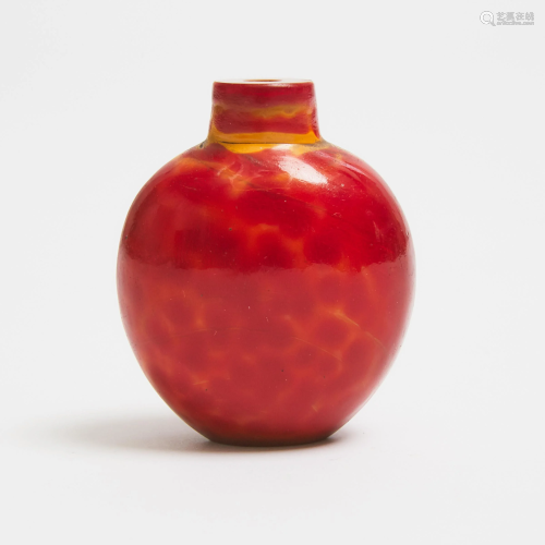 A Rare 'Realgar' Glass Snuff Bottle, Qing Dynasty,