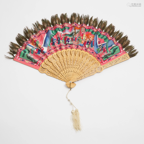 A Canton Export Folding Fan, 19th Century, 十