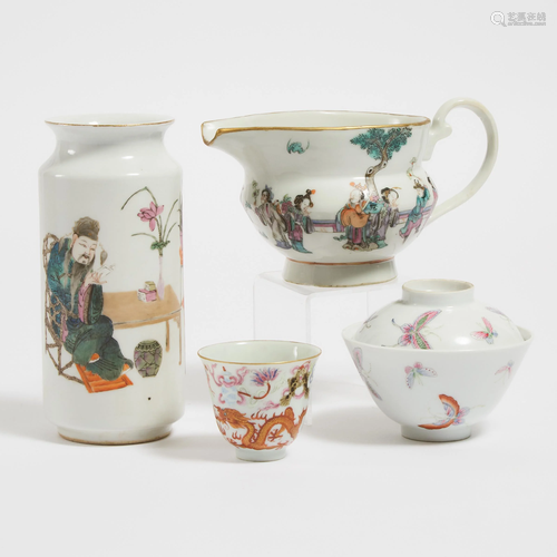 A Group of Four Famille Rose Wares, 19th Century and