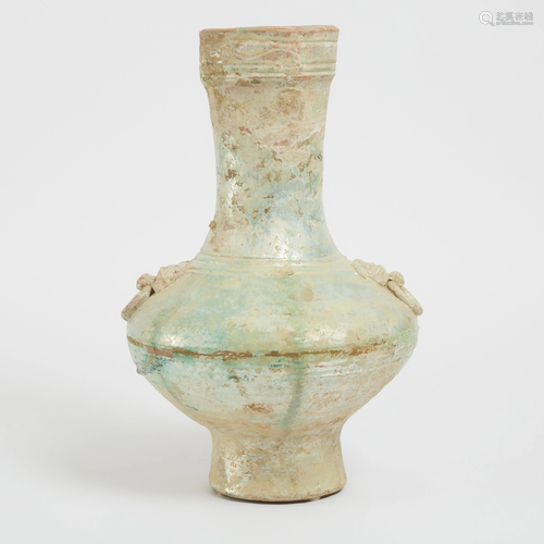 A Green-Glazed 'Hu' Vase, Han Dynasty (206 BC-220 AD),