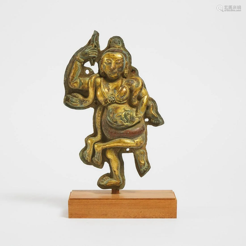 A Gilt Bronze Plaque of Palden Lhamo, 18th Century or