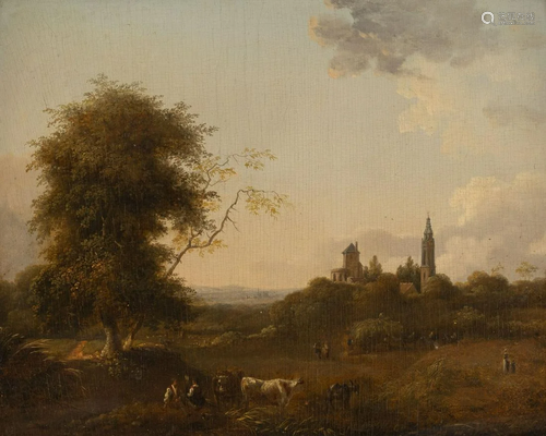 FRANKFURTER SCHULE, LANDSCHAFT MIT RASTENDEN VIEH…