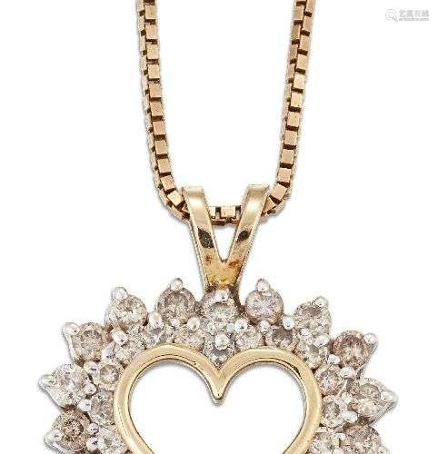Un collier avec un pendentif en forme de cœur en diamant, le...