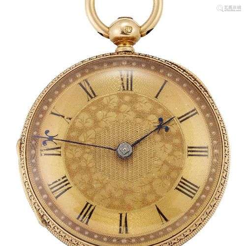 Montre de gousset en or 18ct du 19e siècle, cadran champagne...