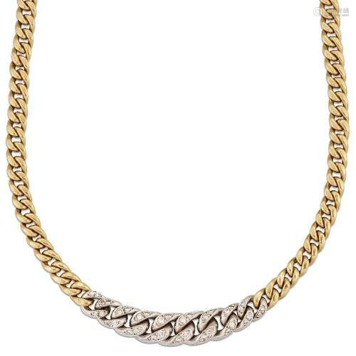 Un collier flexible bicolore avec des maillons en diamant, l...
